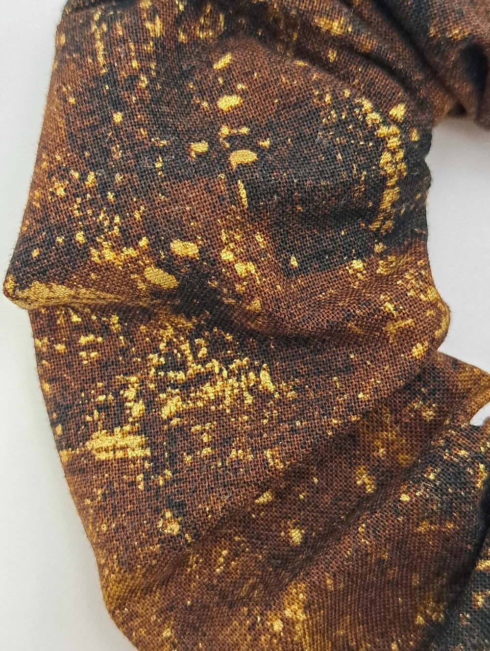 Chocolate Brown Gold Speckled Scrunchie Hair Rie Cotton Women's Accessory